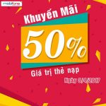mobifone khuyến mãi ngày 3/4/2017 tặng 50% giá trị thẻ nạp