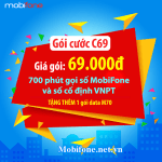 Hòa mạng trả sau gói C69 Mobifone chỉ 69.000đ/chu kỳ