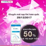 Mobifone khuyến mãi 29/12/2017 tặng 50% thẻ nạp