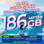 Đăng ký gói MF159 Mobifone ưu đãi 186GB data, miễn phí gọi, Youtube, Facebook