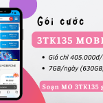 Đăng ký gói cước 3TK135 Mobifone có ngay 630GB data dùng 3 tháng