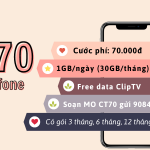 Đăng ký gói cước CT70 Mobifone có 30GB chỉ 70K 1 tháng